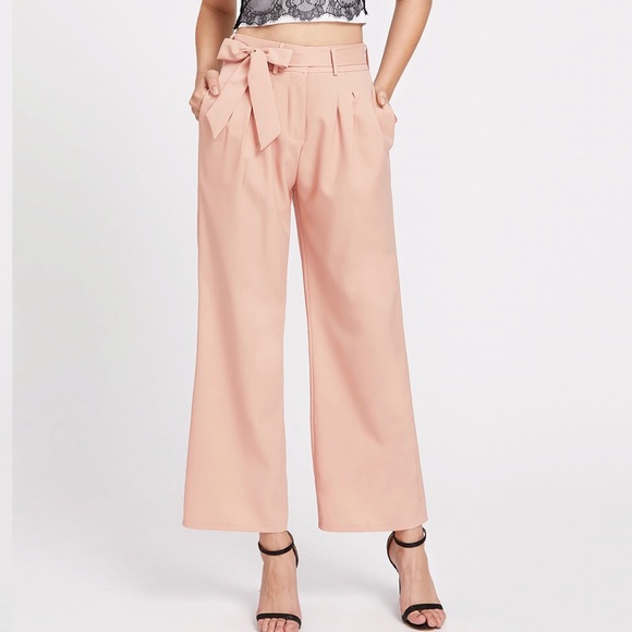 Pants - Self Tie Waist Wide Leg Pants